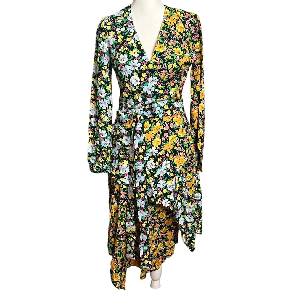 Maje Roen Floral Asymmetric Midi Dress NEW - Picture 2 of 14